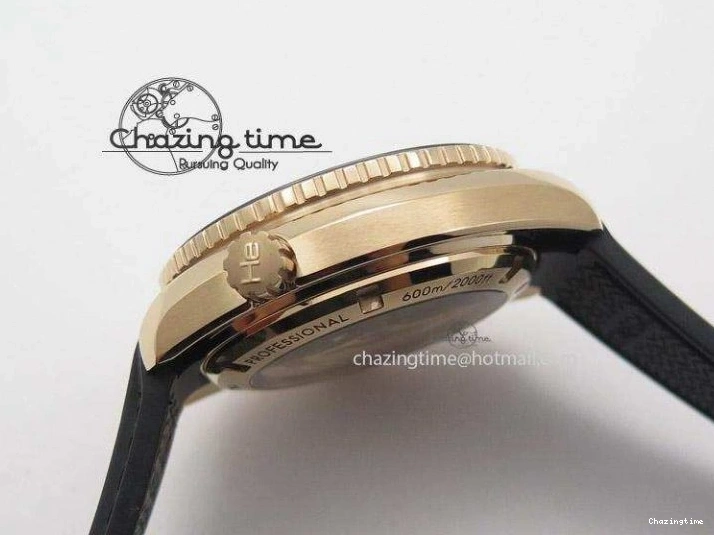 0418 Planet Ocean Professional Rose Gold Liquid Metal V6F 42mm On Black Rubber Strap A Vibrant 8266